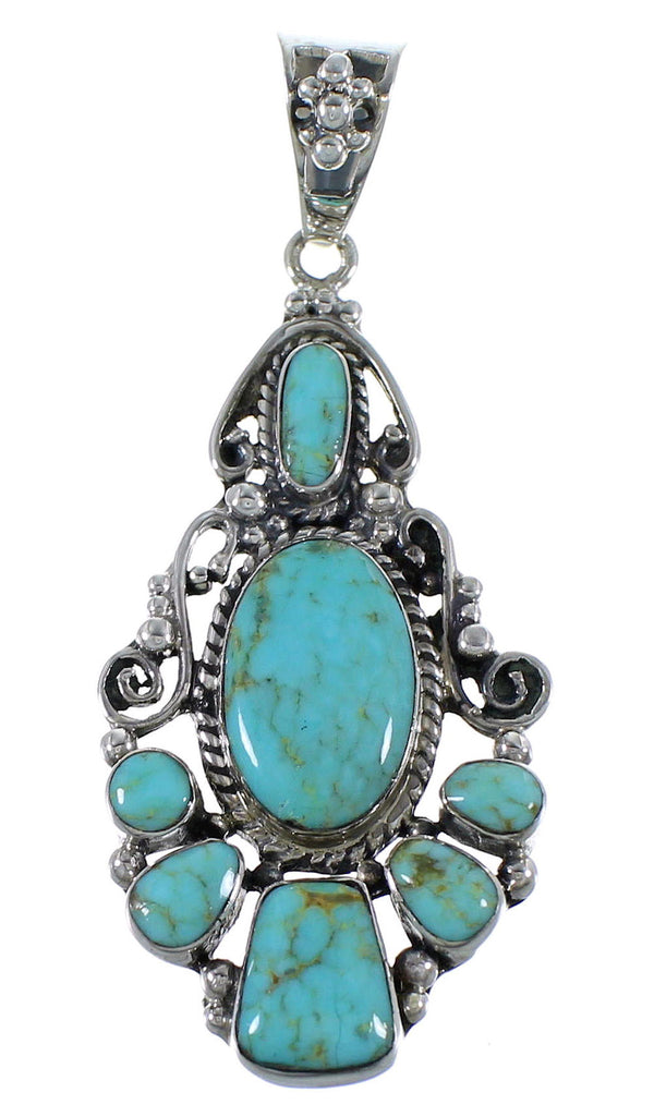 Southwest Genuine Sterling Silver Turquoise Pendant CX46017